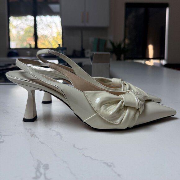 Jimmy Choo Patent Leather Bow Slingback Heels - Picture 5 of 6
